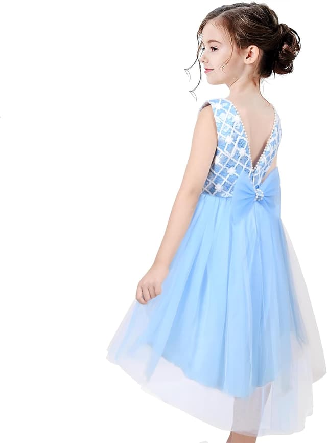 Detalle 2 de Sunny Fashion Mädchen Kleid Blumenmädchen Hi-Low mit Pailletten & Spitze, Größen 98–134