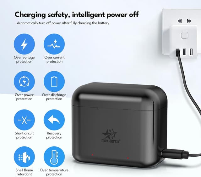 Detalle de melasta Wiederaufladbarer Lithium-Akku für Insta360 X3 (2er Set) inkl. 2-Kanal USB‑C Ladegerät