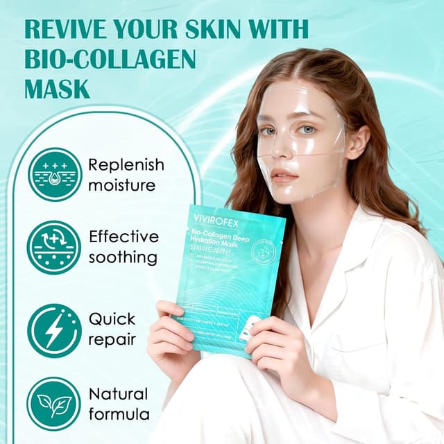 Detalle de VIVIROFEX 5 pezzi maschera viso al collagene in idrogel Bio Collagen Face Mask