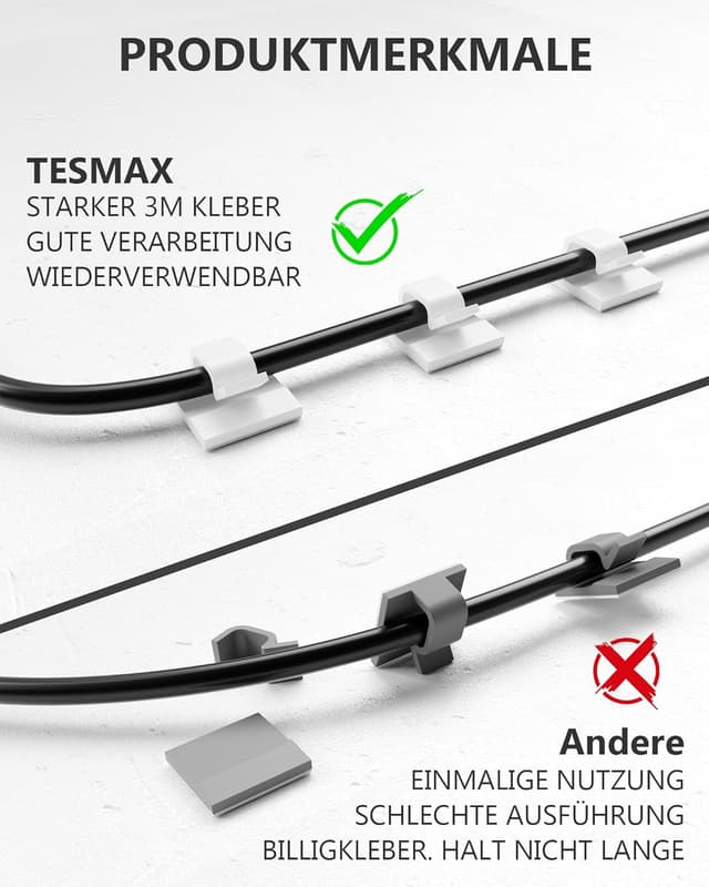 Thumbnail 4 de Tesmax Kabelhalter Selbstklebend 100 Stück