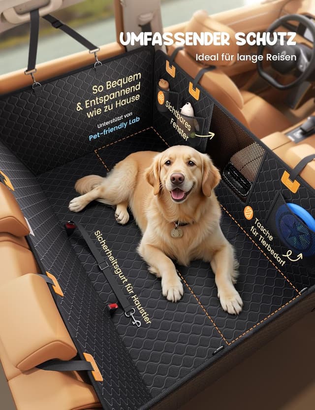 Detalle de Lamicall Hundedecke Auto Rückbank – wasserdichte Hundematte für Rücksitze (bis 195 kg Tragkraft)