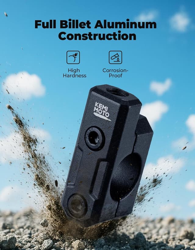 Detalle de KEMIMOTO supporti specchietti moto 10 mm, 2 pezzi con morsetti adattatori per manubrio da 22 mm