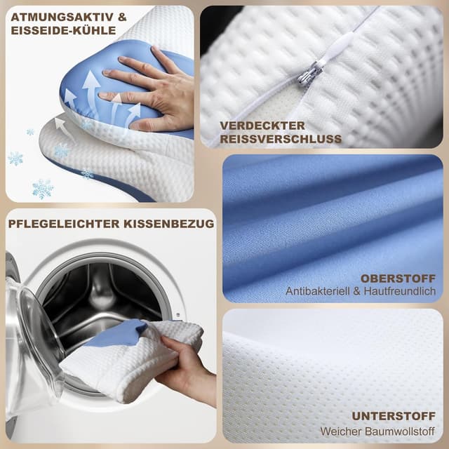 Thumbnail 3 de Asbtos Nackenkissen Memory Foam 66 x 40 x 14 cm