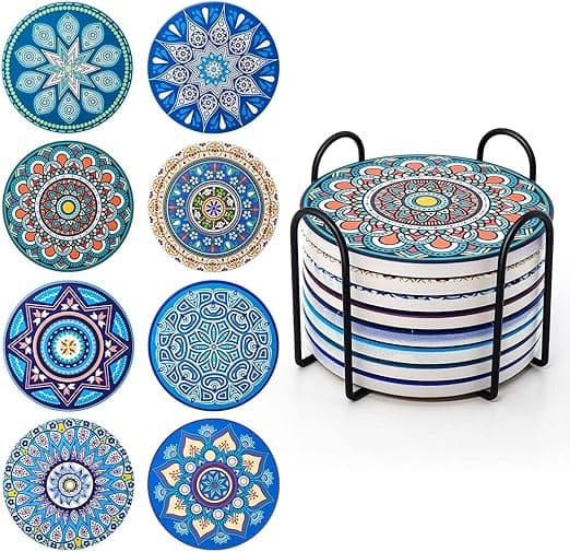 Imagen de Posavasos de Corcho Cerámica Mandala - Juego de 8 🎉 en OfertitasTOP