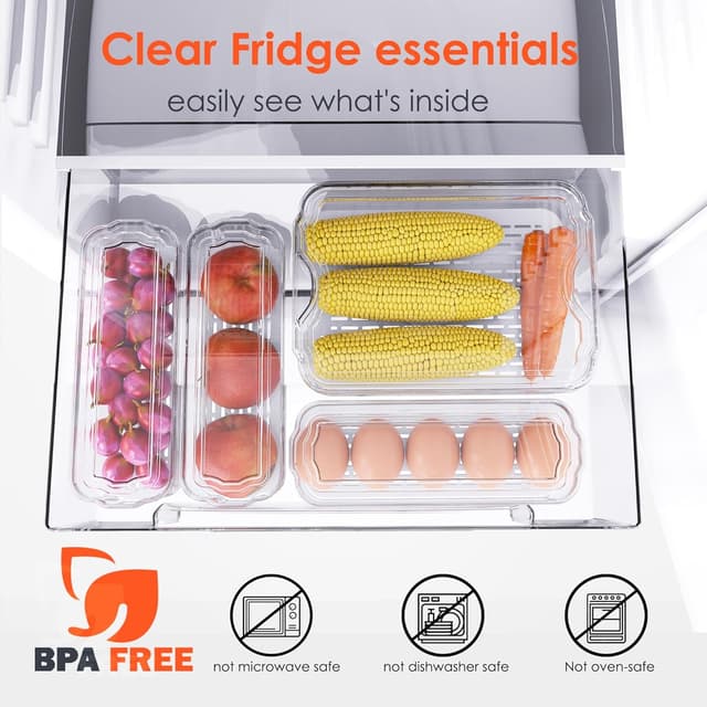 Detalle 2 de SMRCAD Fridge Organizers 6-Pack Clear Bins