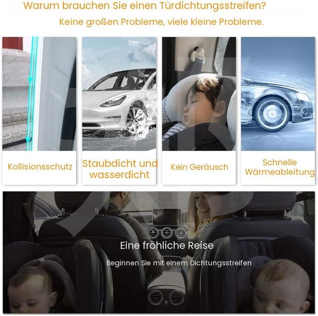 Detalle 2 de Kantenschutz für Autotüren mit Gummidichtung (U-Form), transparent, 5 m
