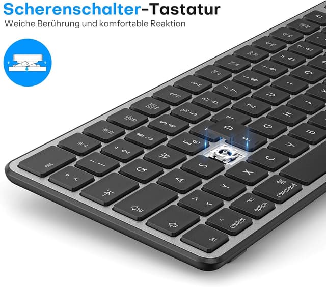Thumbnail 2 de OMOTON Bluetooth Tastatur & Maus Set für MacBook Air/Pro, iMac, iMac Pro, Mac mini (QWERTZ, DE, mit Multi-Gerät-Funktion)