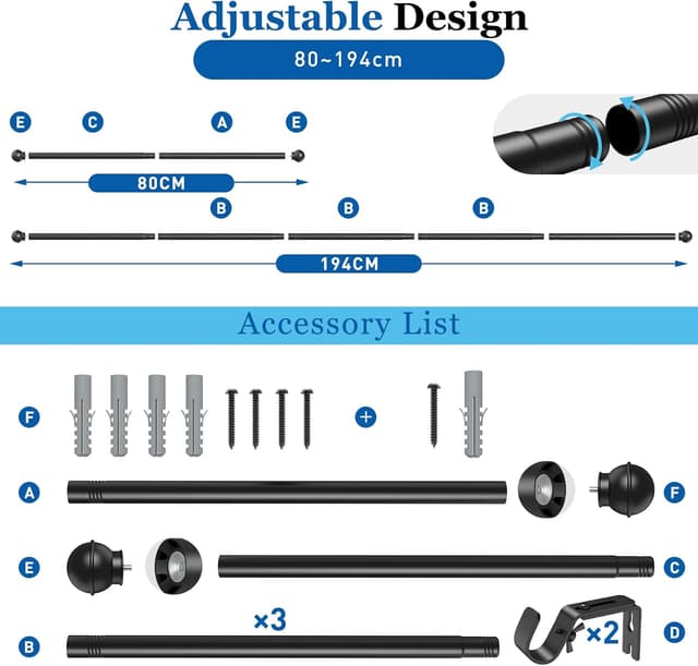 Thumbnail 6 de Yeabett Gardinenstange 80–194 cm