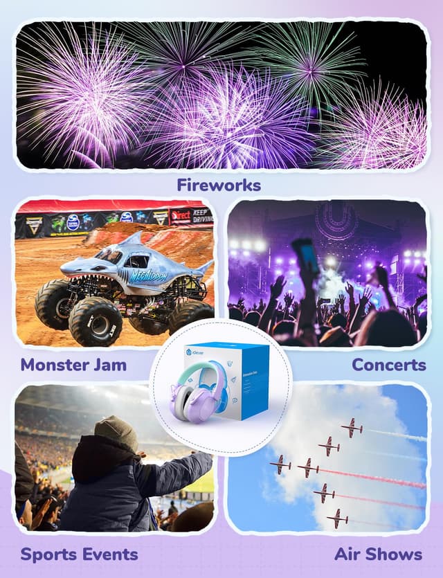 Detalle 1 de iClever Gehörschutz Kinder SNR 29 dB