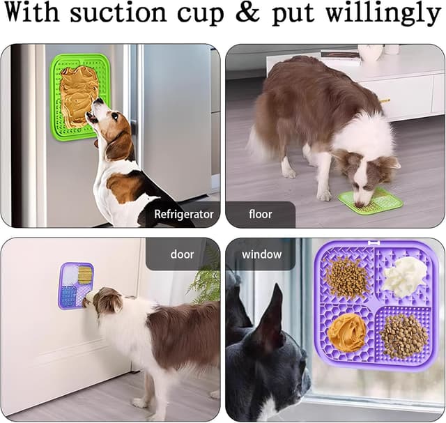 Detalle 2 de 2 Stück Schleckmatte für Hunde & Katzen (20 x 20 cm) mit Saugnäpfen – Leckmatte zum langsamen Füttern