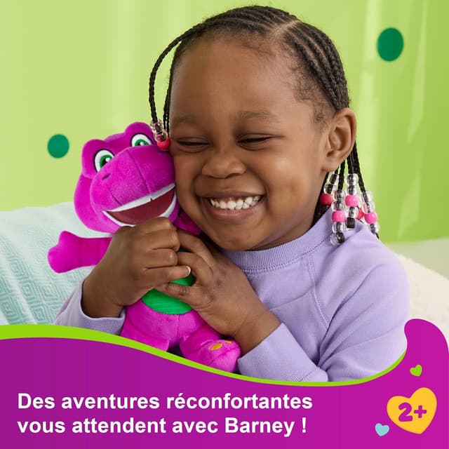 Detalle de Fisher-Price Peluche Barney violet (16,5 cm) – Doudou dinosaure pour enfants dès 2 ans