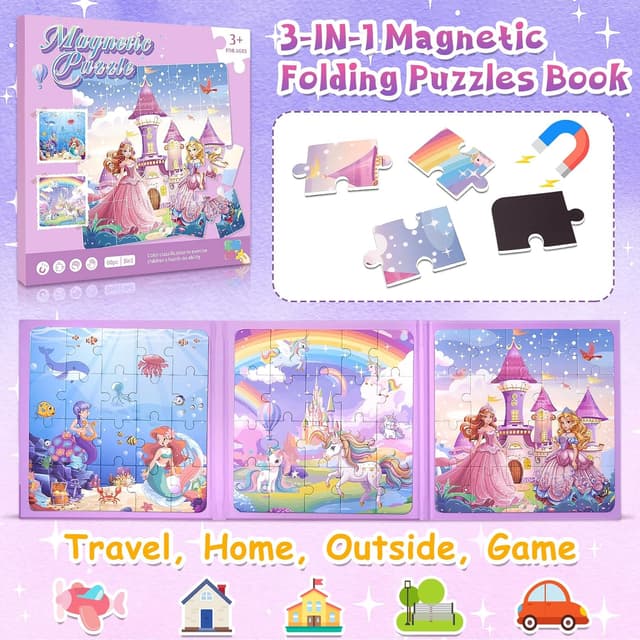 Detalle 2 de Dikence Magnetic Puzzles Travel Set for Toddlers 🧩