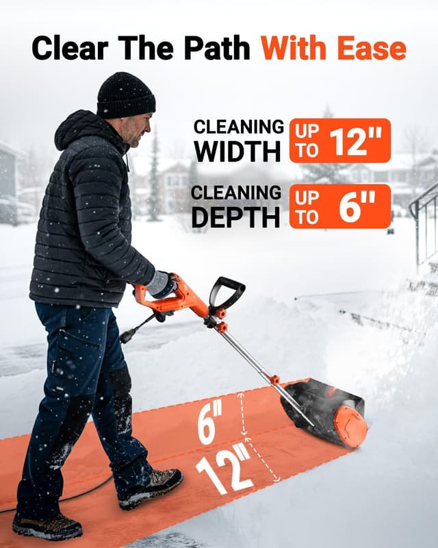 Thumbnail 1 de VOLTASK 12-Inch Corded Snow Blower 10 Amp ☃