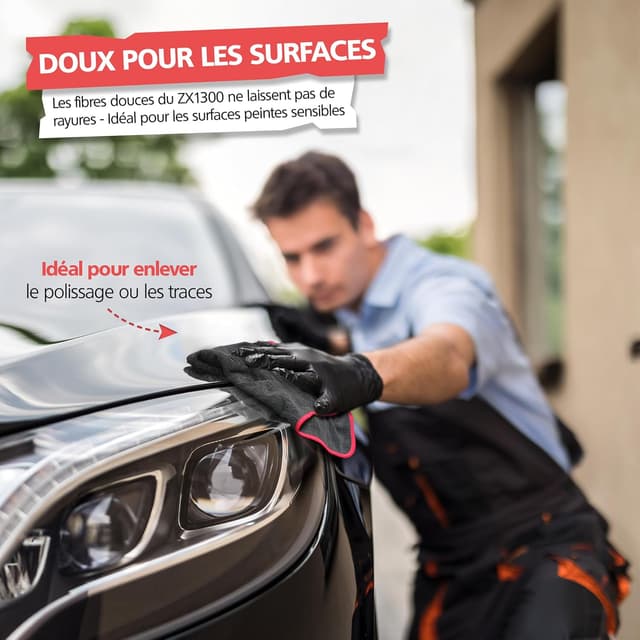 Detalle de Chiffons microfibres Springer ZX1300 (lot de 4) 40 x 40 cm – anti-rayures, ultra absorbants, sans peluches