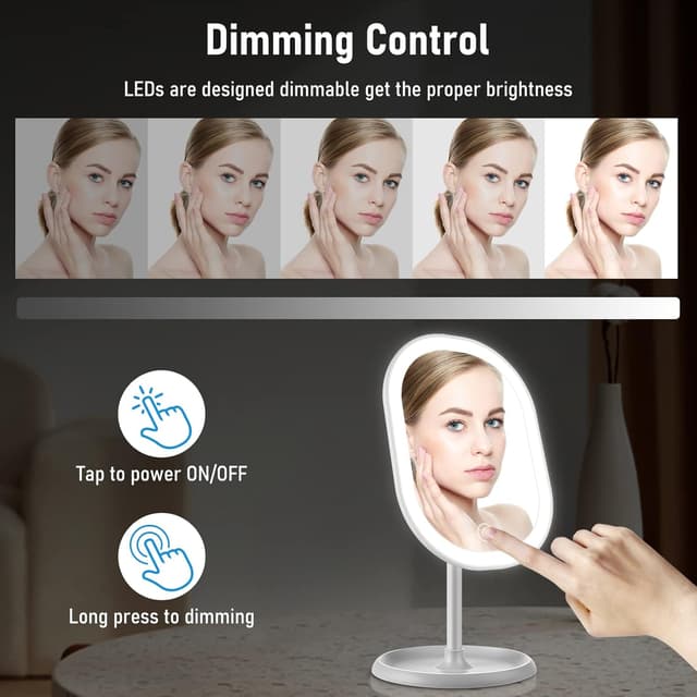 Detalle de Aidodo Rechargeable Makeup Mirror with LED 3 colours