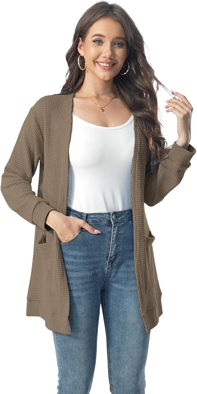 Detalle 2 de GLEENOD Strickjacke Damen Langarm mit Taschen