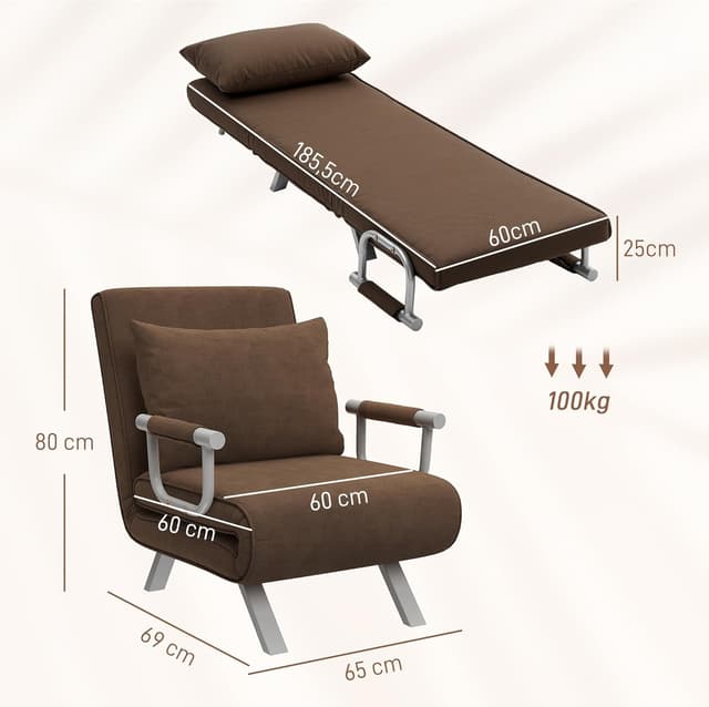 Thumbnail 2 de HOMCOM Fauteuil canapé-lit Grand Confort 1 place