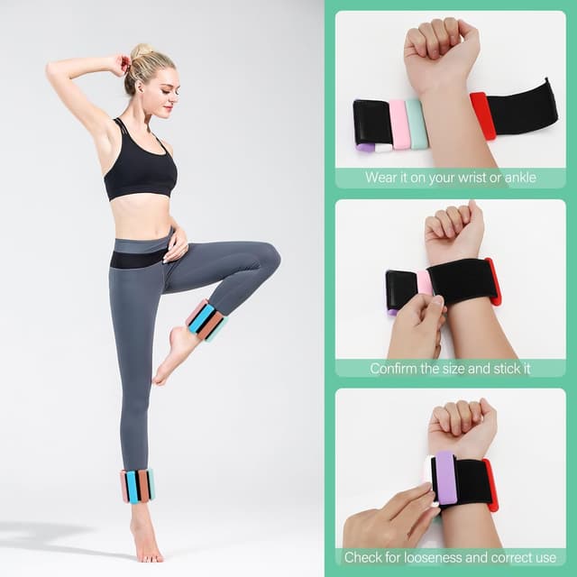 Detalle de Pesi caviglie e polsi 2 pezzi da 0,5 kg ciascuno: set regolabile per palestra, yoga e corsa