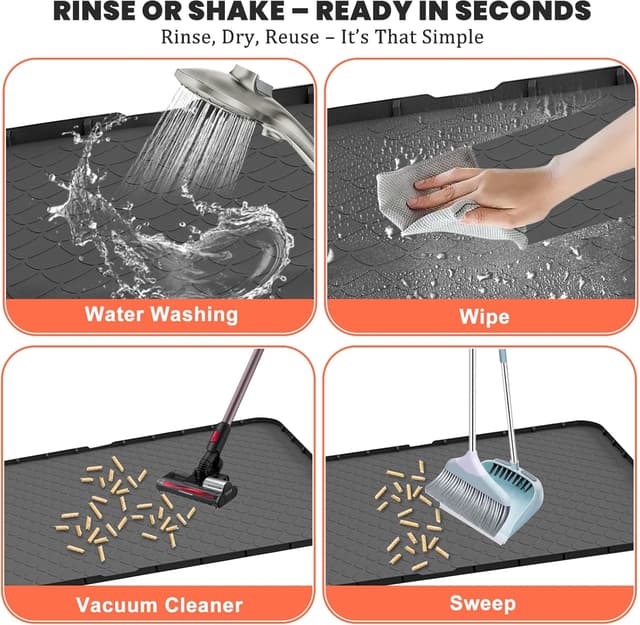 Detalle de Silikon Katzenklo Matte XXL 88 × 56 cm – wasserfest, rutschfest & leicht zu reinigen (schwarz)