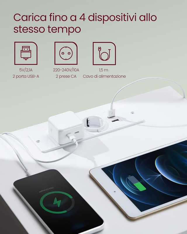 Thumbnail 4 de VASAGLE KAILYN LET621W02 comodino con ciabatta 1,5 m