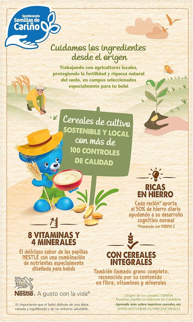 Detalle 2 de Nestlé Papilla 8 Cereales con Miel, Pack 8x725g 🍯