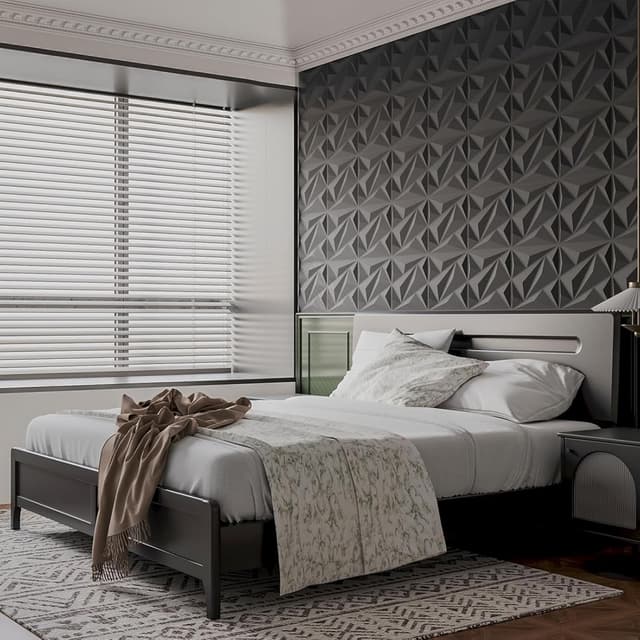 Thumbnail 6 de Lot de 12 panneaux muraux 3D noir