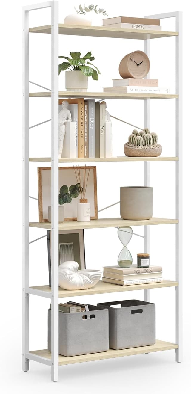 Detalle de VASAGLE LLS062LL01 scaffale alto a 6 ripiani in stile industriale (30 x 64 x 185,5 cm)