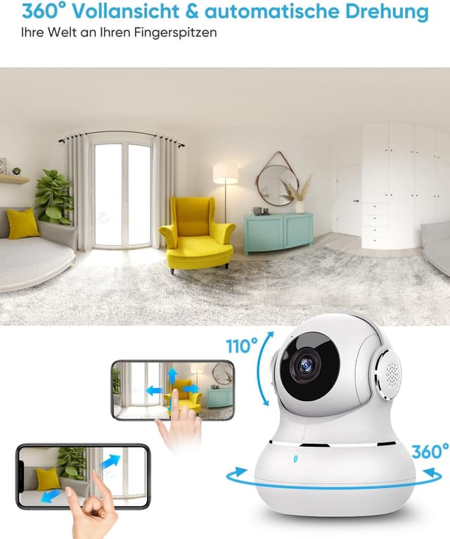 Detalle de litokam Little Elf Überwachungskamera (2er-Set) mit 2K, WLAN & 2-Wege-Audio