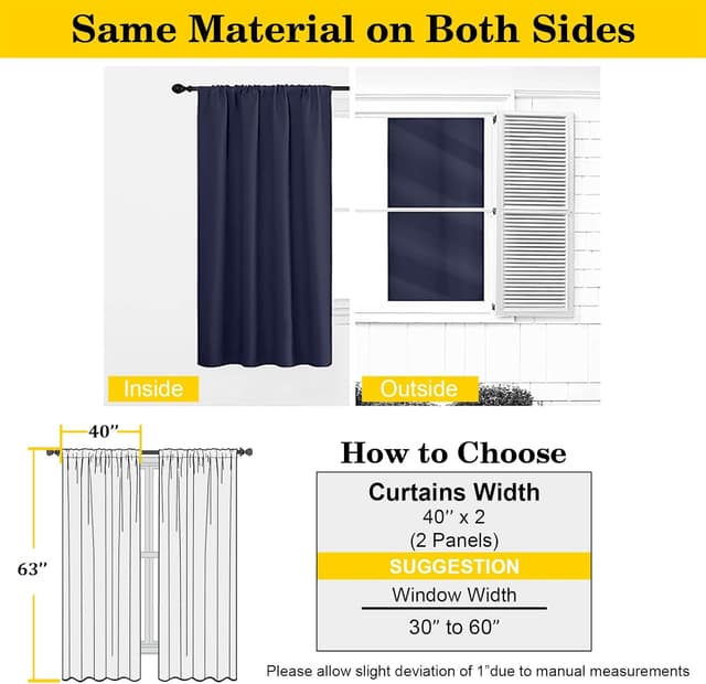 Detalle 2 de WelvetBLK Navy Blue Blackout Curtains 63" 🪟