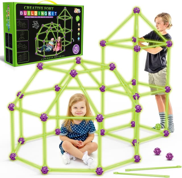 Detalle de Glow In The Dark Fort Building Kit for Kids (140-Piece STEM Fort Set)