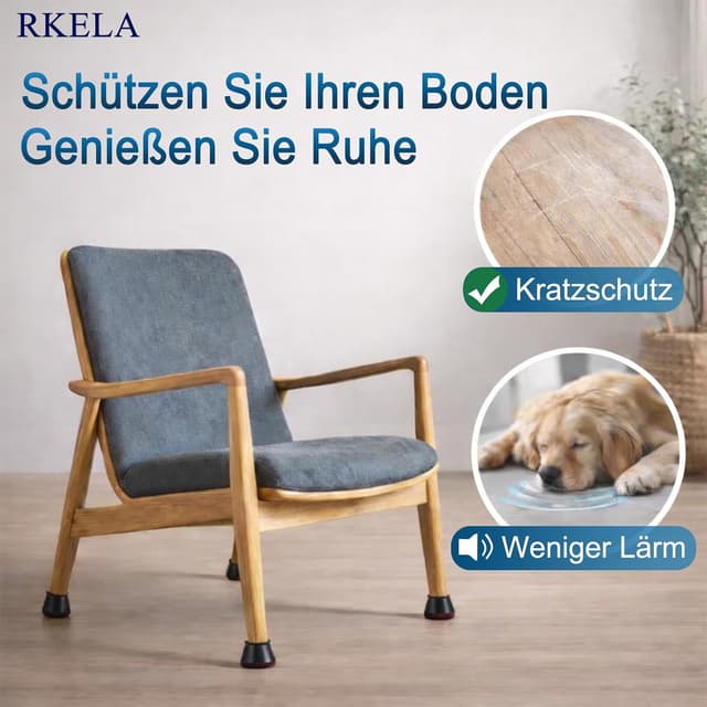 Detalle 2 de Stuhlbeinkappen Schwarz Klein – 16 Silikon-Filzgleiter für runde Beine (14–20 mm)