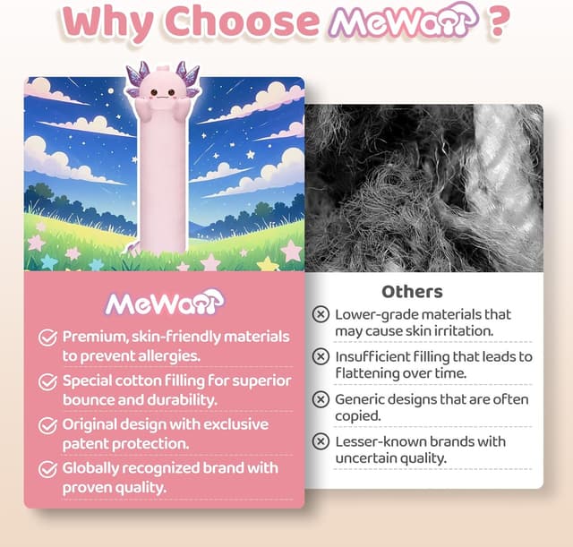 Thumbnail 6 de Mewaii 20in Long Plush Axolotl Pillow – Purple cuddle and sleep hug toy