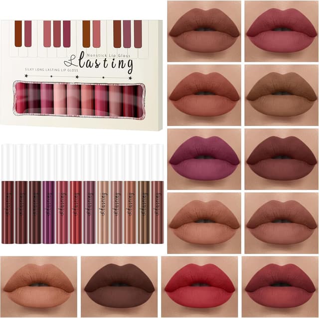 Detalle de Coffret ALIIP de 12 rouges à lèvres mats liquides — teintes pigmentées, finition confortable