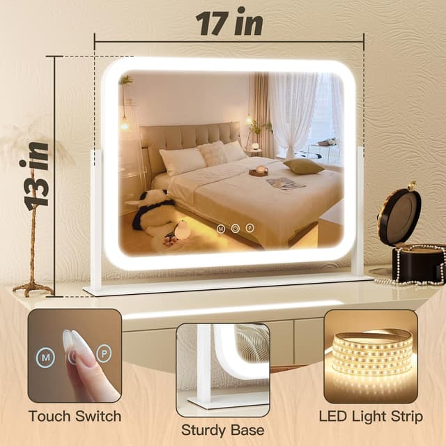 Thumbnail 6 de FENNIO Vanity Mirror with Lights (17''x13'') Touch Screen Makeup Mirror with 3-Color Lighting