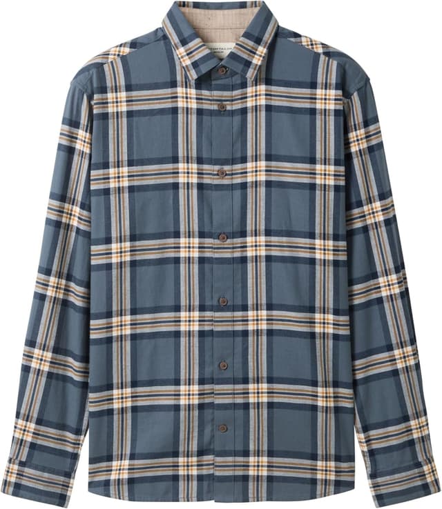 Detalle de TOM TAILOR Camicia Uomo a quadri in cotone, vestibilità regolare