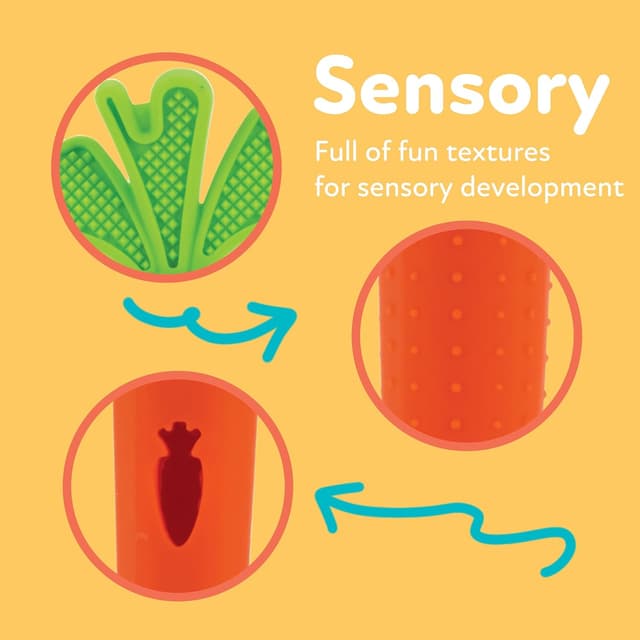 Detalle 2 de Nuby Silicone Carrot Tube Teether and Massaging Infant Teether (2-Pack) — soft gum soother for 3+ months