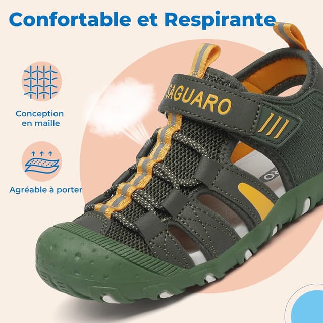 Detalle 2 de SAGUARO sandales enfant à bout fermé (25 à 38) : respirantes, antidérapantes pour l’été