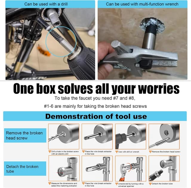 Detalle de Lot de 8 extracteurs de vis professionnels pour retirer les vis endommagées