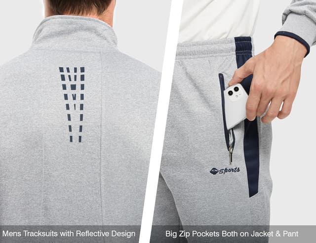 Thumbnail 4 de TBMPOY Men's Tracksuit Full Zip 2-Piece Jog Set