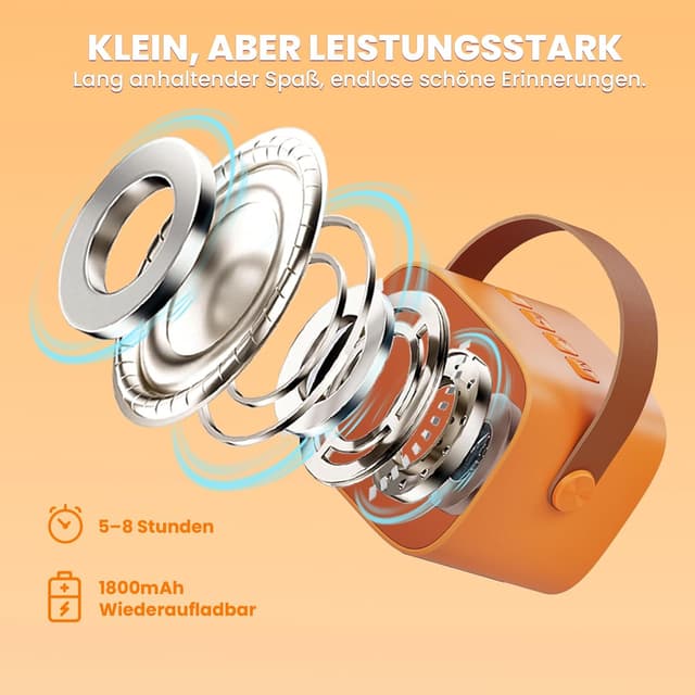 Detalle 2 de Kinder-Karaoke-Maschine mit 2 Mikrofonen (Mini, Bluetooth & TF-Karte) – tragbares Karaoke-Set für 3–12 Jahre