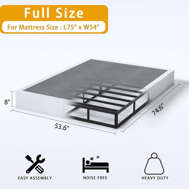 Detalle de SHLAND 8 Inch Full Box Spring (High Profile) Metal Frame with Fabric Cover—Easy Assembly