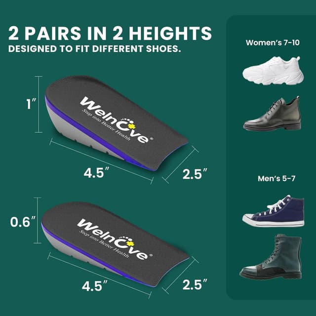 Detalle de Welnove Gel-Fersenkissen-Cups mit Heel Lift für Achillessehnenentzündung & Fersenschmerzen (2 Paar), für Frauen & Männer
