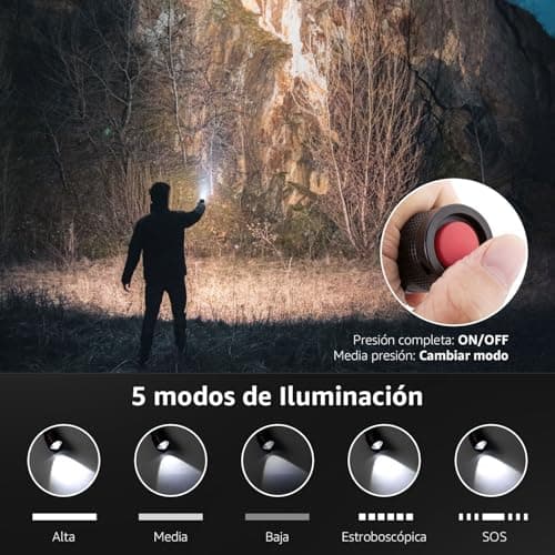 Detalle 2 de Lepro LE2000 linterna LED de alta potencia con zoom y 5 modos (hasta 300 lúmenes) IPX4