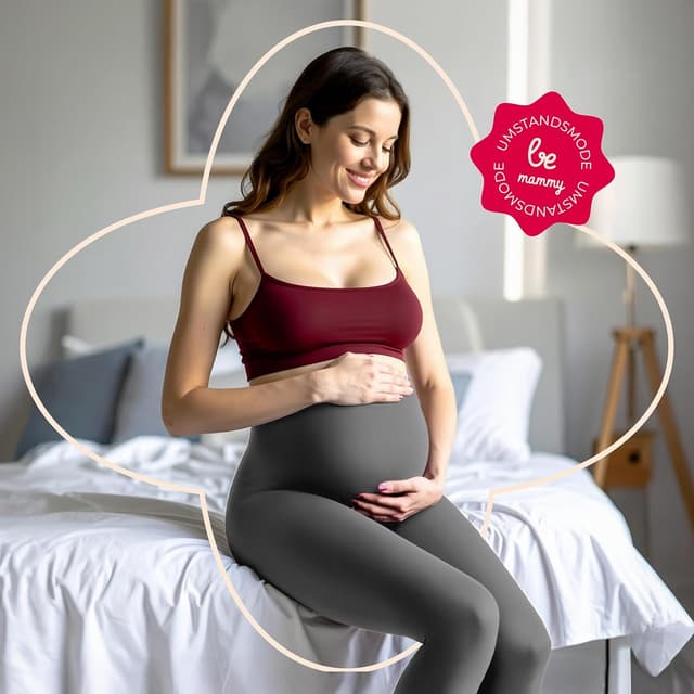 Detalle 2 de Be Mammy Lange Umstandsleggings aus Baumwolle – Umstandsunterhosen mit hohem Bund (BE20-230)