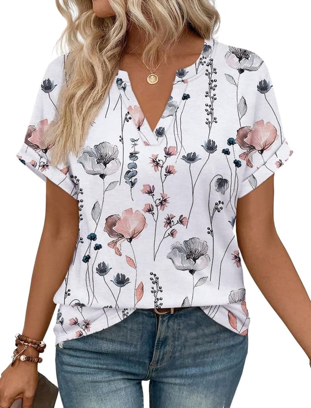 Thumbnail 6 de WIHOLL Womens Blouses V‑Neck Short Sleeve