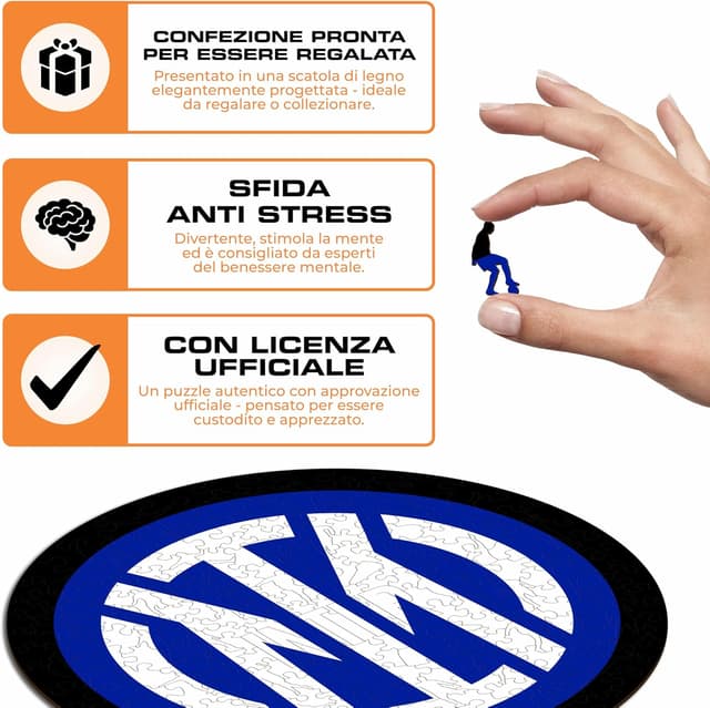 Detalle de Iconic Puzzles Inter Logo Prodotto ufficiale – Puzzle di legno sostenibile, taglia L