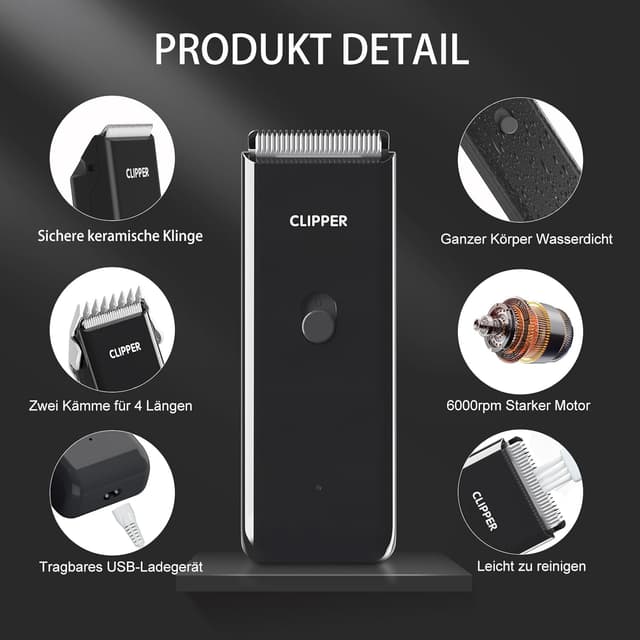 Detalle de ENSSU Hundeschermaschine kabellos & wiederaufladbar mit abnehmbaren Keramikklingen – Set für Katze und Hund, schwarz