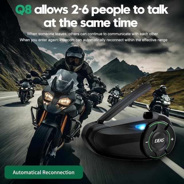 Detalle 2 de EJEAS Q8 Mesh Motorcycle Helmet Headset (Waterproof Bluetooth Intercom, up to 6 riders)