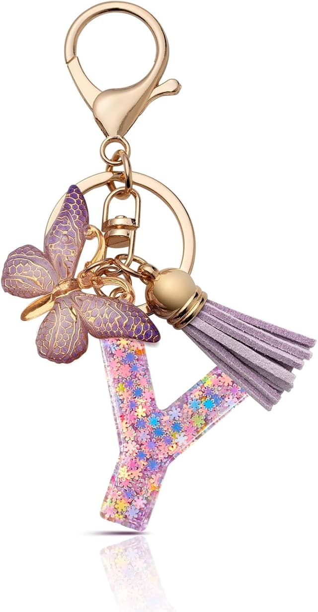 Thumbnail 6 de CHUQING Schlüsselanhänger mit Anfangsbuchstaben „Mädchen“ und Schmetterling