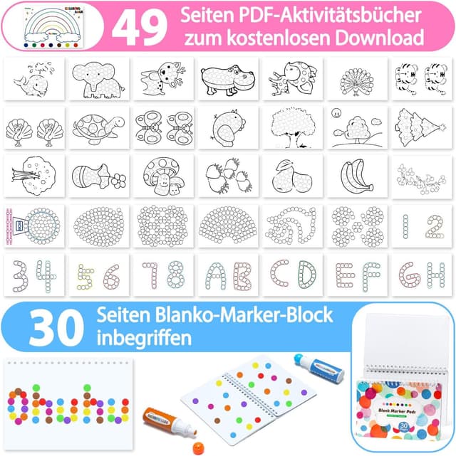 Detalle 2 de Ohuhu Bingo Dot Marker 12 Farben, 40 ml